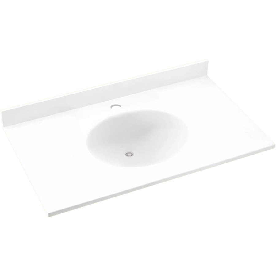 SWAN Ellipse 55-in White Solid Surface Bathroom Vanity Top