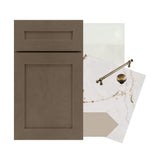 Diamond Express Jamestown 36-in W x 34.5-in H x 24-in D Colt Brown 3-Drawer Base Fully Assembled Plywood Cabinet (Recessed Panel Shaker Style)