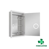 Forclover 24-in x 32-in Lighted LED Fog Free Surface/Recessed Mount Silver Mirrored Soft Close Medicine Cabinet with Outlet