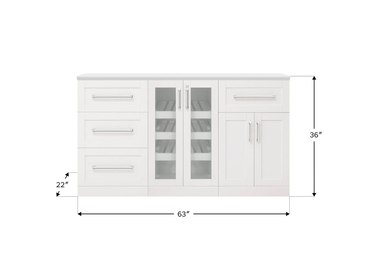 NewAge Products Home Bar 63-in x 36-in White Rectangle Bar Cabinet