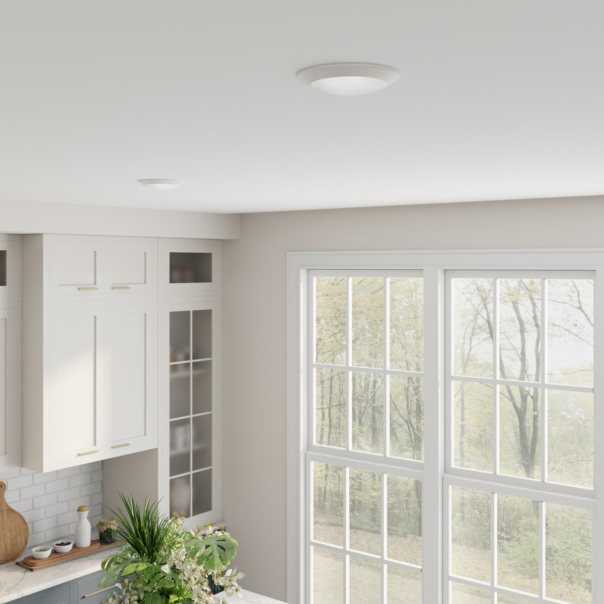 Project Source 2-Pack 7.4-in White Modern/Contemporary LED Flush Mount Light ENERGY STAR