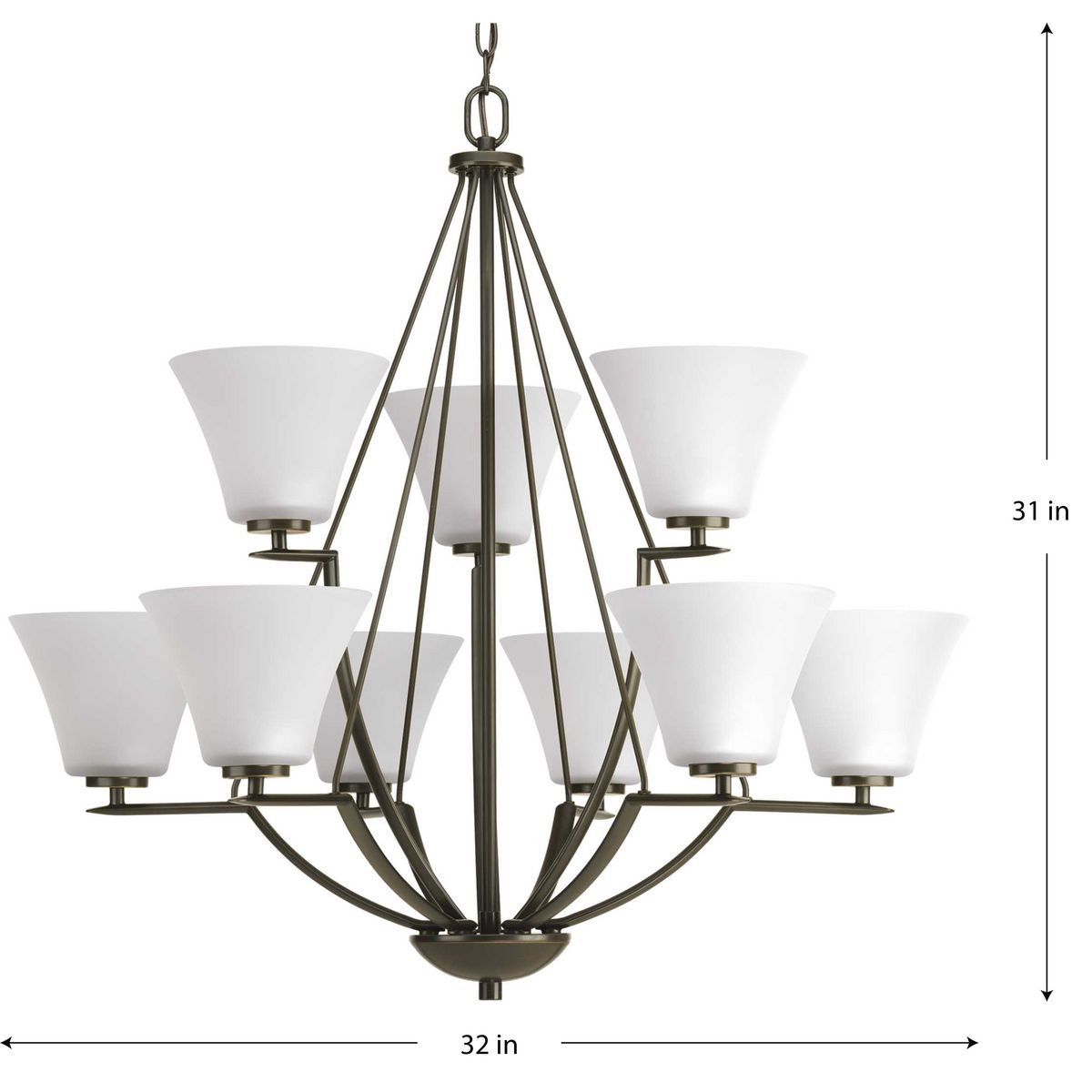 Progress Lighting Bravo 9-Light Antique Bronze Transitional Chandelier