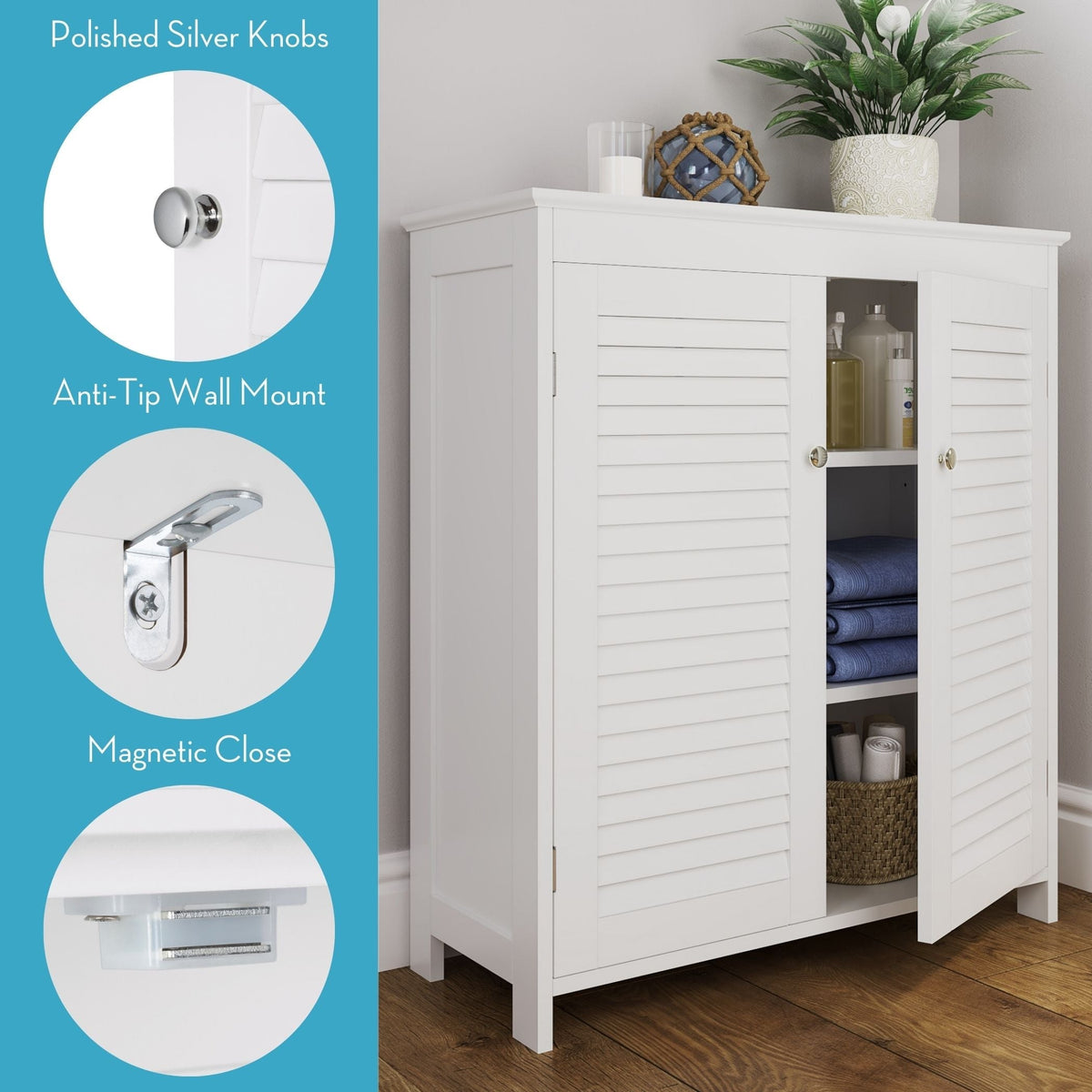 RiverRidge Ellsworth 28.44-in x 32-in x 11.75-in White Freestanding Linen Cabinet
