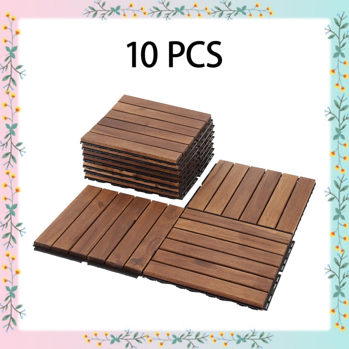 Maocao Hoom 12-in x 12-in Brown Prefinished Pressure Treated Wood Deck Tile (10-sq ft)
