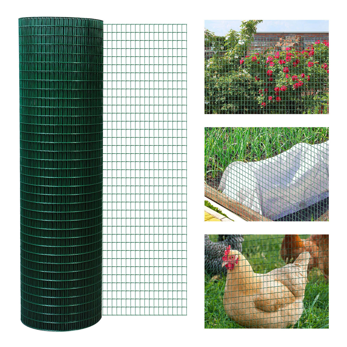 Kahomvis 98-ft x 2.96-ft 19-Gauge Green Metal Hardware Cloth Rolled Fencing with Mesh Size 1/2-in x 1/2-in