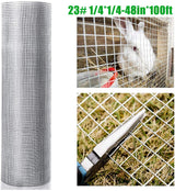 Kahomvis 100-ft x 4-ft 23-Gauge Silver Metal Hardware Cloth Rolled Fencing with Mesh Size 1/4-in x 1/4-in