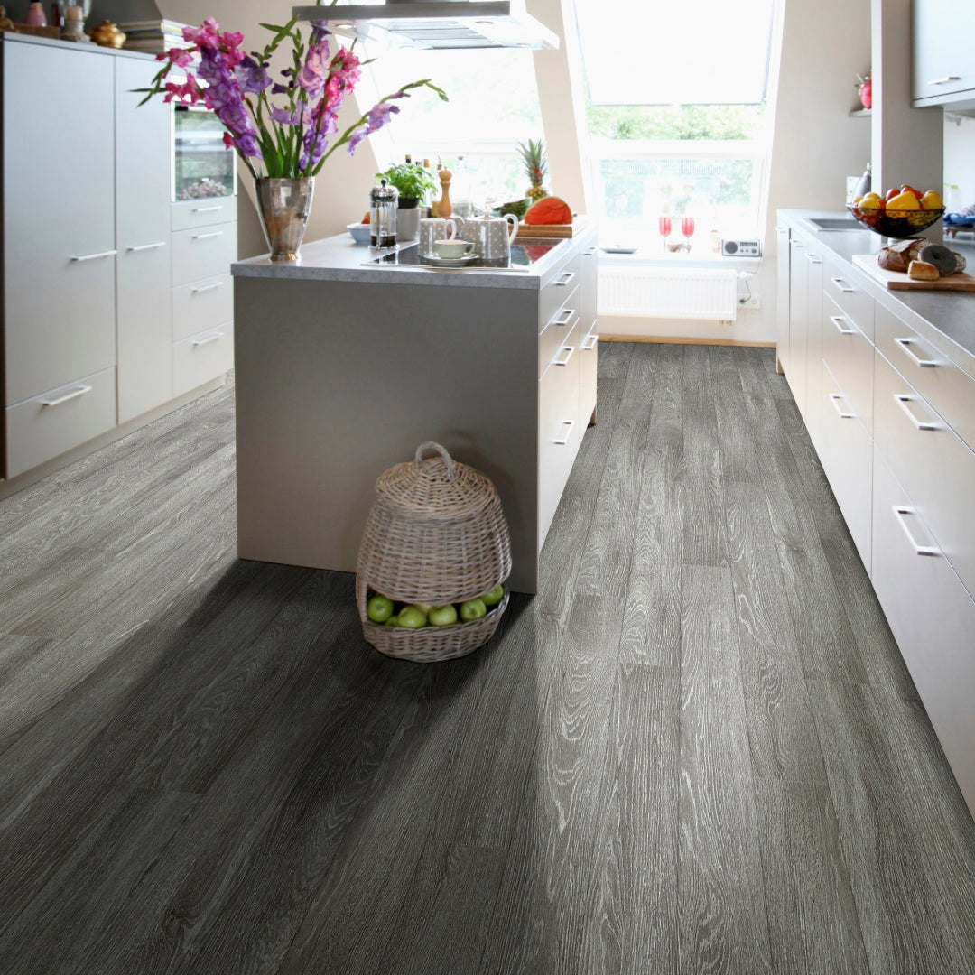 Shaw Downtown Peachtree Street Gray 8-mil x 6-in W x 48-in L Waterproof Glue Down Luxury Vinyl Plank Flooring (53.63-sq ft/ Carton)