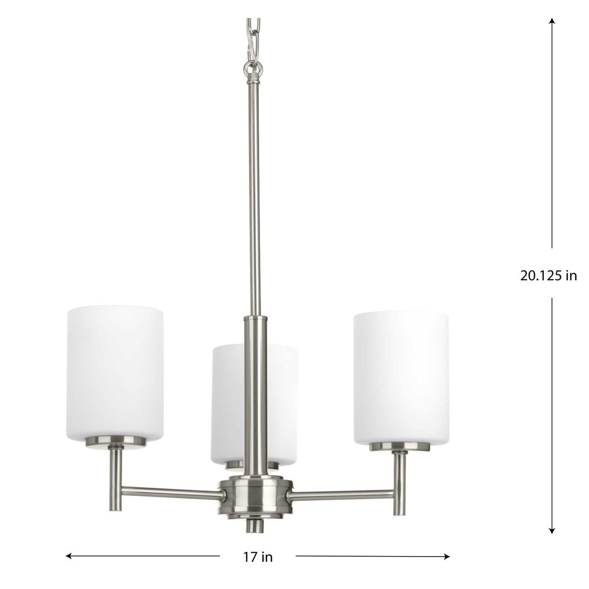 Progress Lighting Replay 3-Light Brushed Nickel Modern/Contemporary Chandelier