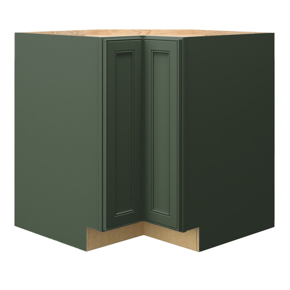 allen + roth Heathrow 33-in W x 34.5-in H x 24-in D Sage L-shaped Corner Base Fully Assembled Cabinet (Recessed Panel Mitered Style)