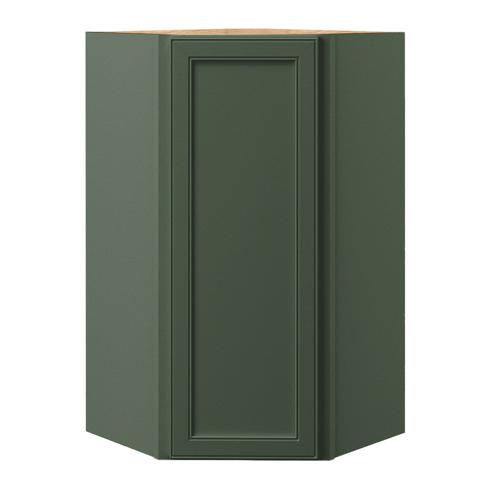 allen + roth Heathrow 24-in W x 42.125-in H x 12-in D Sage Diagonal Corner Wall Fully Assembled Cabinet (Recessed Panel Square Style)