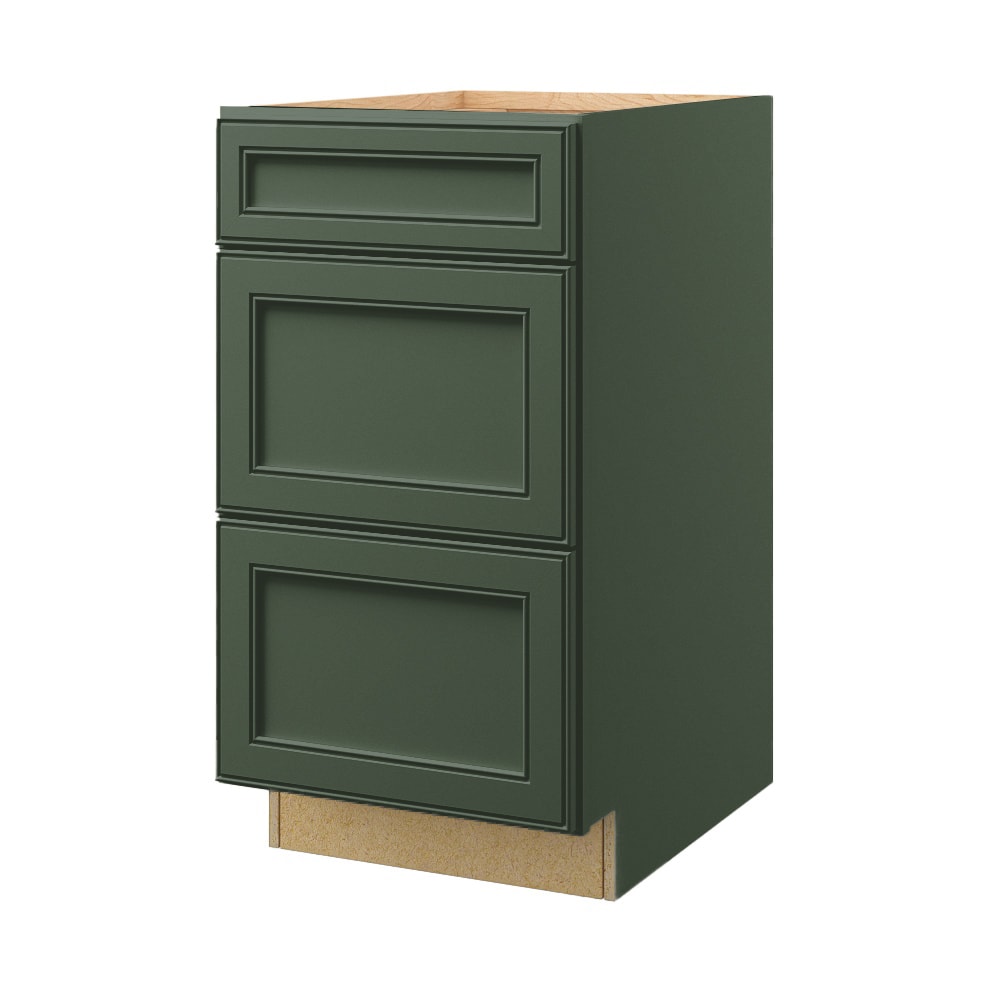 allen + roth Heathrow 18-in W x 34.5-in H x 24-in D Sage 3-Drawer Base Fully Assembled Cabinet (Recessed Panel Style)