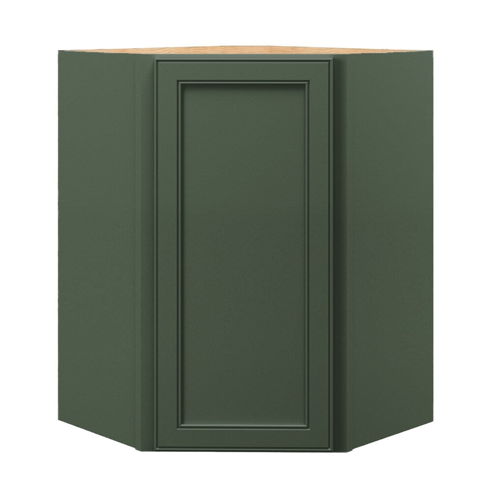 allen + roth Heathrow 24-in W x 36.125-in H x 12-in D Sage Diagonal Corner Wall Fully Assembled Cabinet (Recessed Panel Square Style)