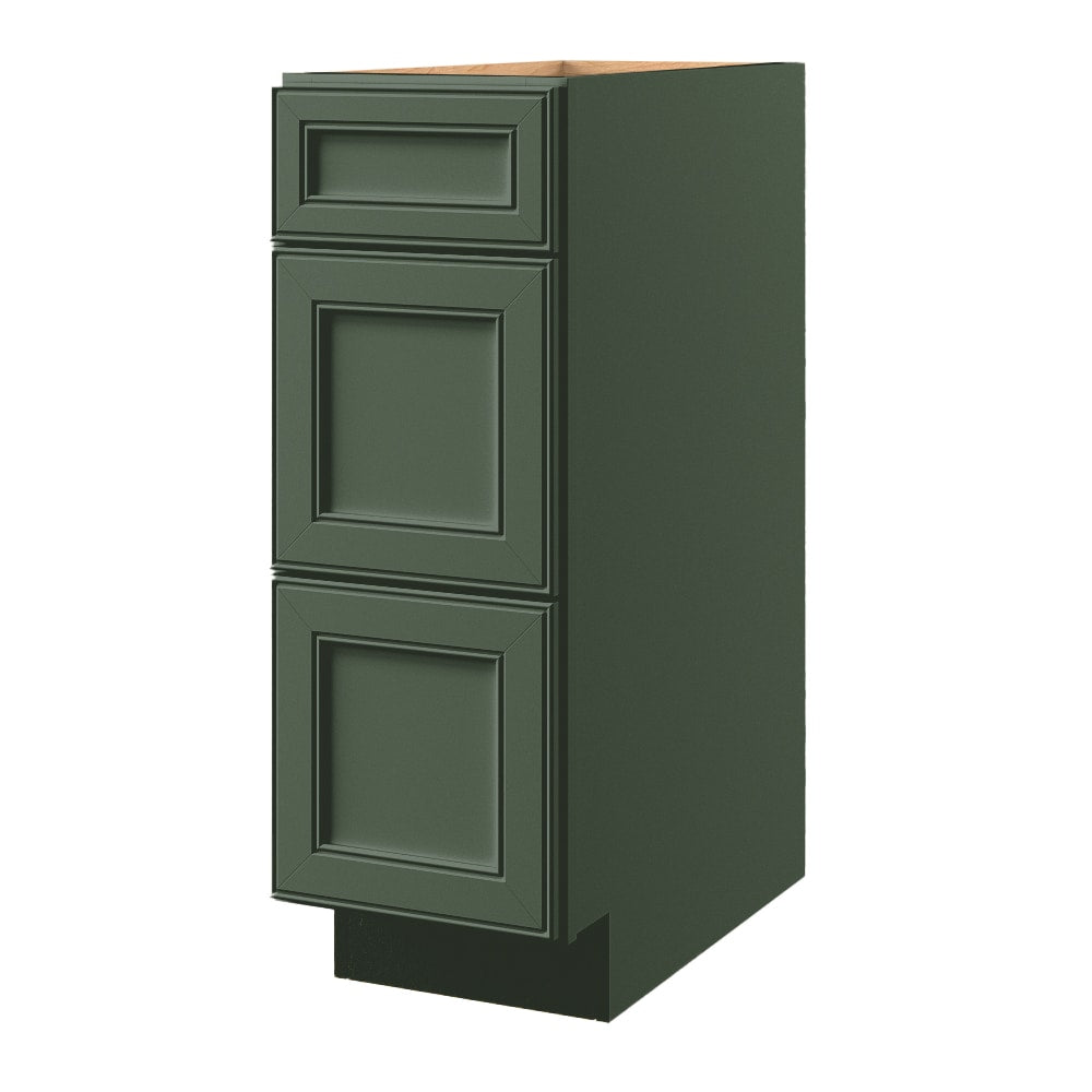 allen + roth Heathrow 12-in W x 34.5-in H x 24-in D Sage 3-Drawer Base Fully Assembled Cabinet (Recessed Panel Style)
