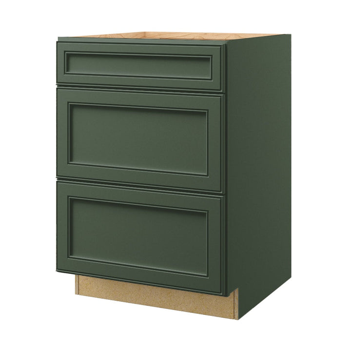 allen + roth Heathrow 24-in W x 34.5-in H x 24-in D Sage 3-Drawer Base Fully Assembled Cabinet (Recessed Panel Style)