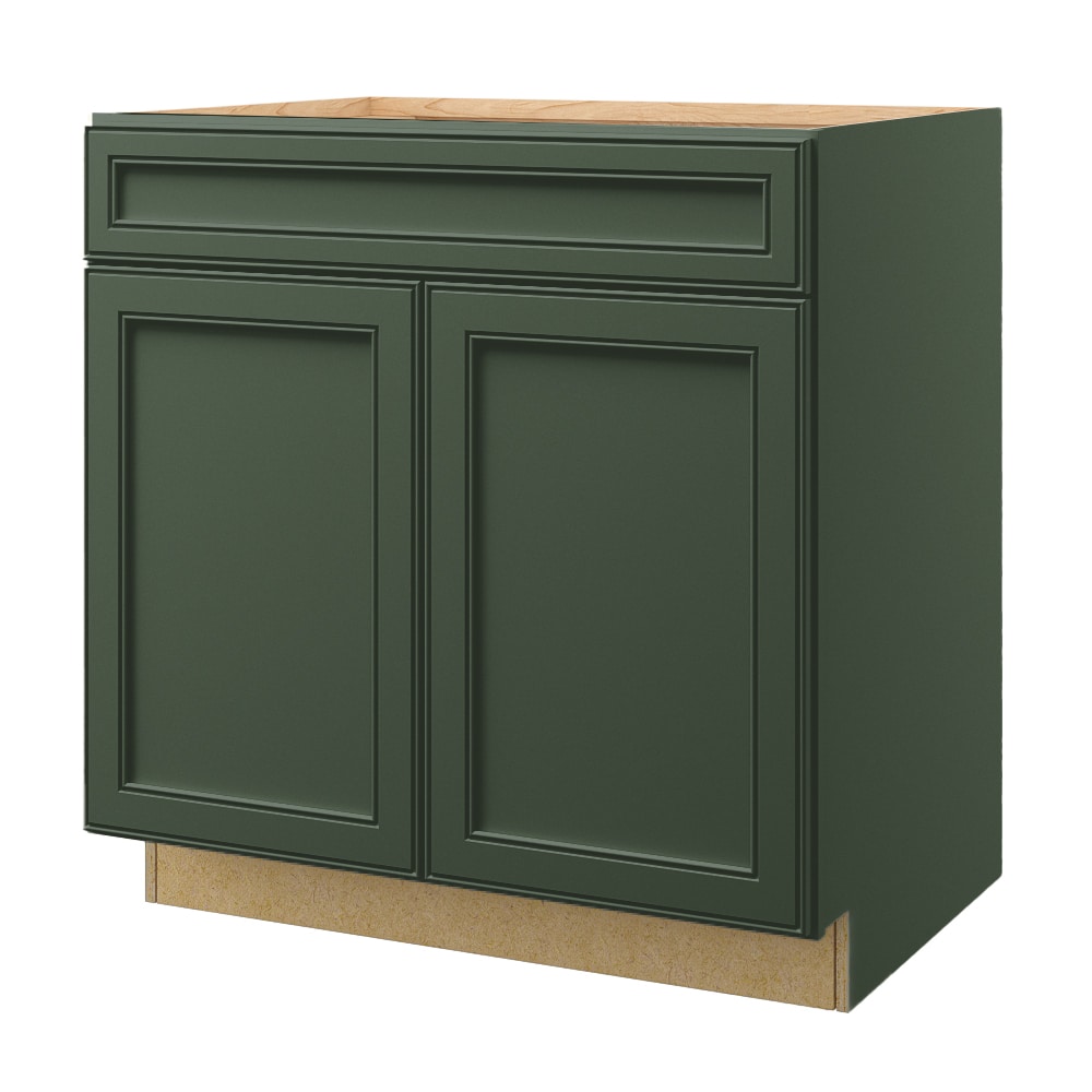 allen + roth Heathrow 33-in W x 34.5-in H x 24-in D Sage Sink Base Fully Assembled Cabinet (Recessed Panel Mitered Style)