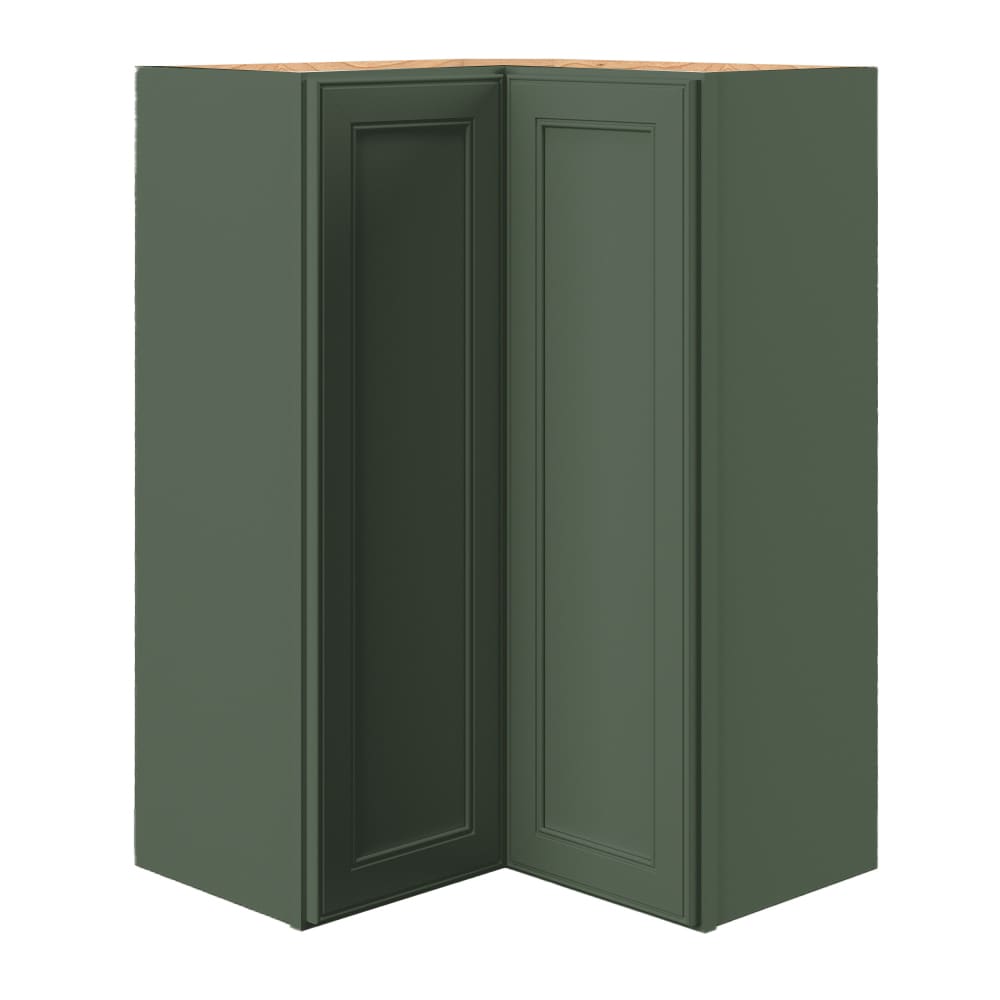 allen + roth Heathrow 24-in W x 39.125-in H x 12-in D Sage Diagonal Corner Wall Fully Assembled Cabinet (Recessed Panel Square Style)