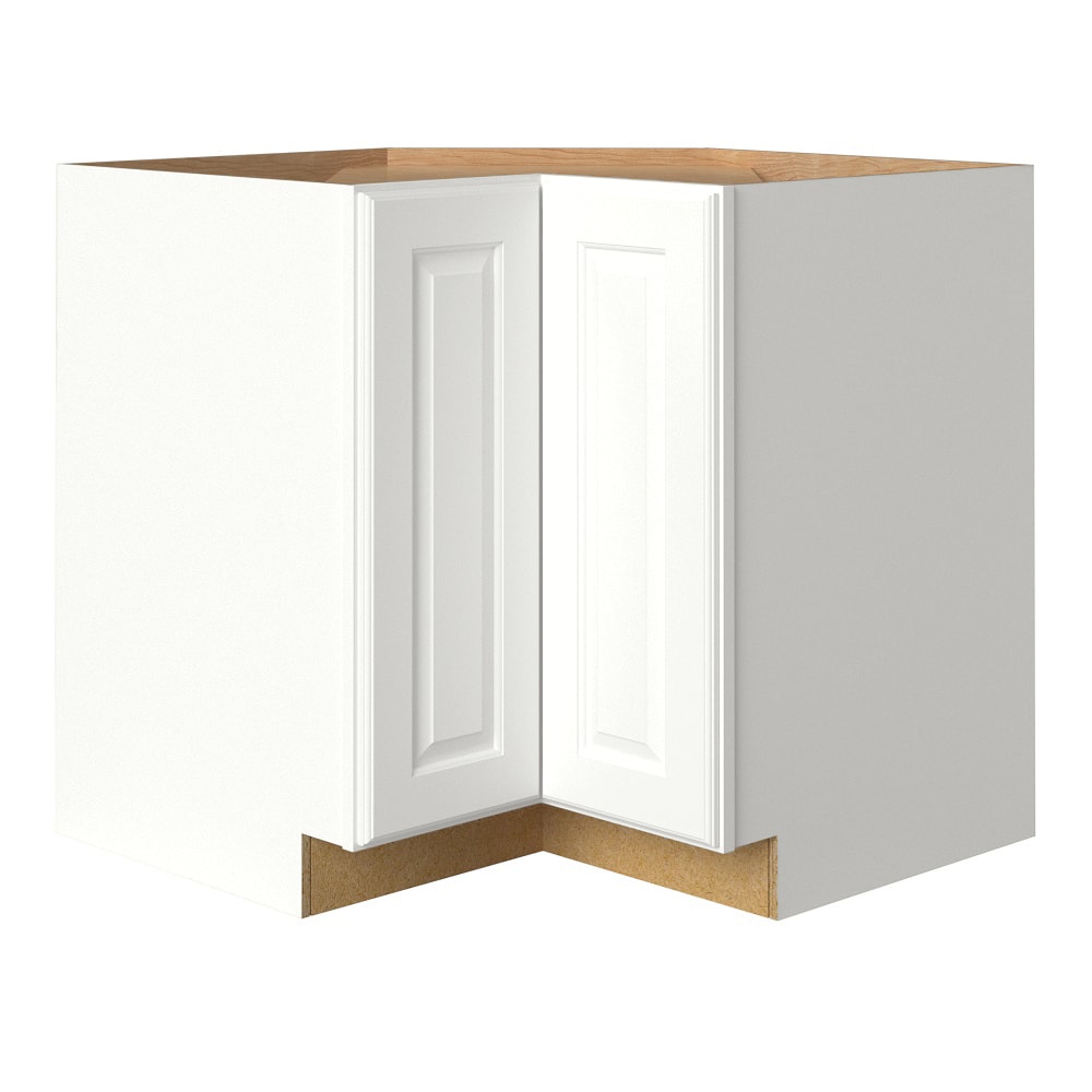 allen + roth Tilson 36-in W x 34.5-in H x 24-in D Linen L-shaped Corner Base Fully Assembled Cabinet (Raised Panel Square Style)