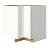 allen + roth Tilson 33-in W x 34.5-in H x 24-in D Linen L-shaped Corner Base Fully Assembled Cabinet (Raised Panel Square Style)