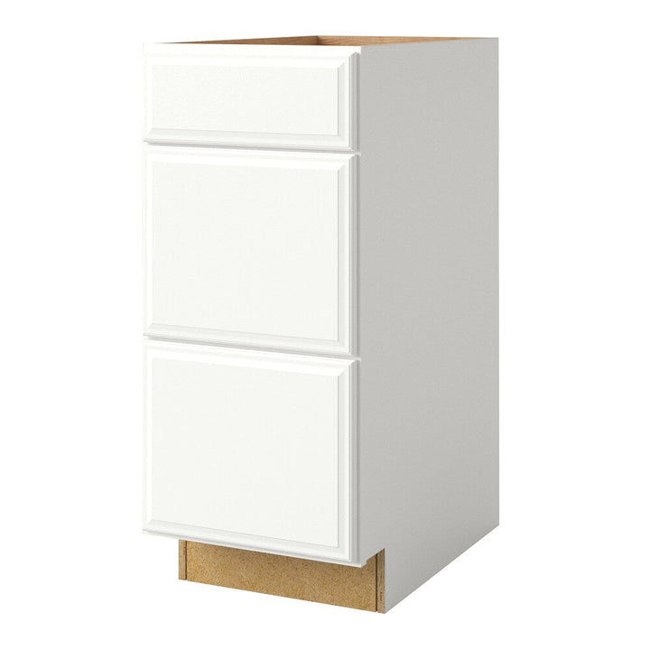 allen + roth Tilson 15-in W x 34.5-in H x 24-in D Linen 3-Drawer Base Fully Assembled Cabinet (Raised Panel Style)