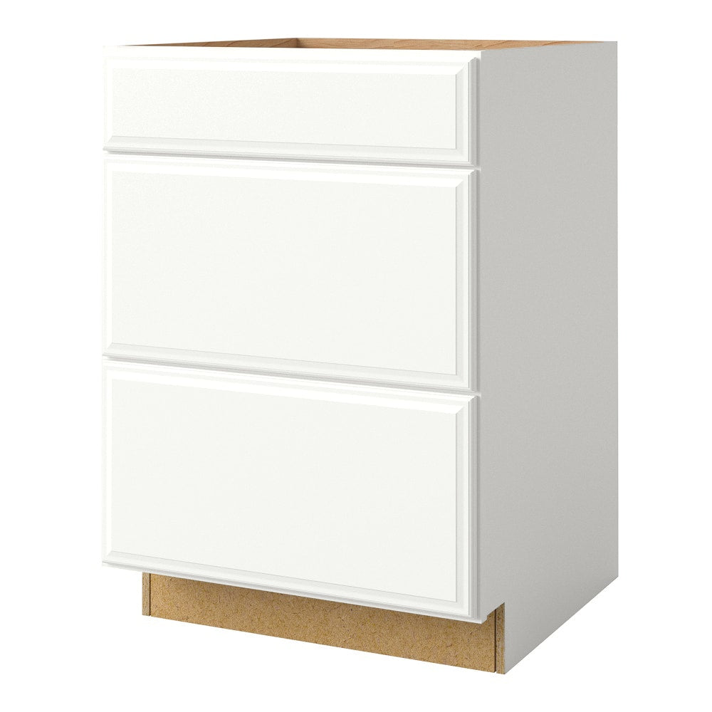 allen + roth Tilson 24-in W x 34.5-in H x 24-in D Linen 3-Drawer Base Fully Assembled Cabinet (Raised Panel Style)