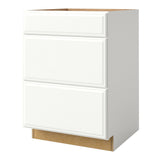 allen + roth Tilson 24-in W x 34.5-in H x 24-in D Linen 3-Drawer Base Fully Assembled Cabinet (Raised Panel Style)