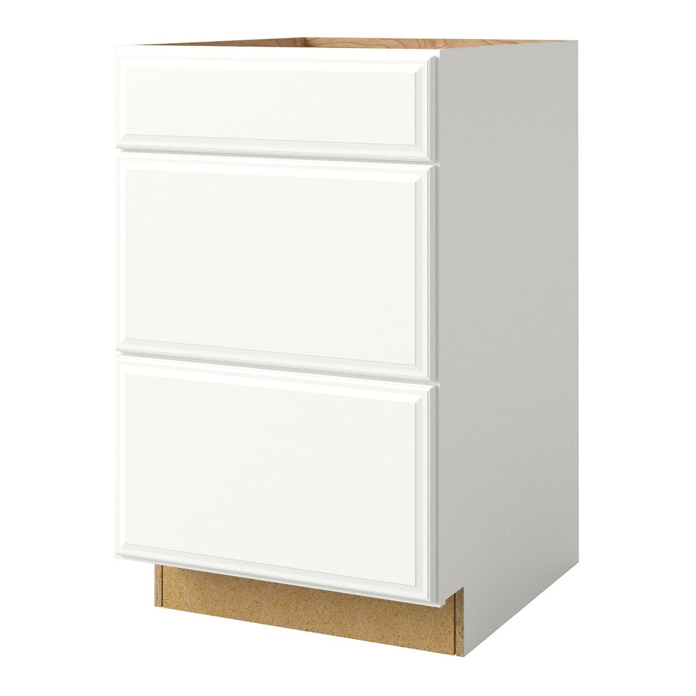 allen + roth Tilson 21-in W x 34.5-in H x 24-in D Linen 3-Drawer Base Fully Assembled Cabinet (Raised Panel Style)
