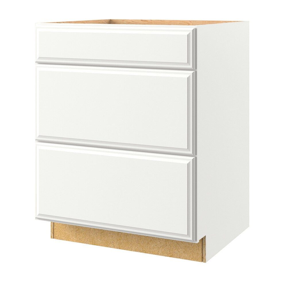allen + roth Tilson 27-in W x 34.5-in H x 24-in D Linen 3-Drawer Base Fully Assembled Cabinet (Raised Panel Style)