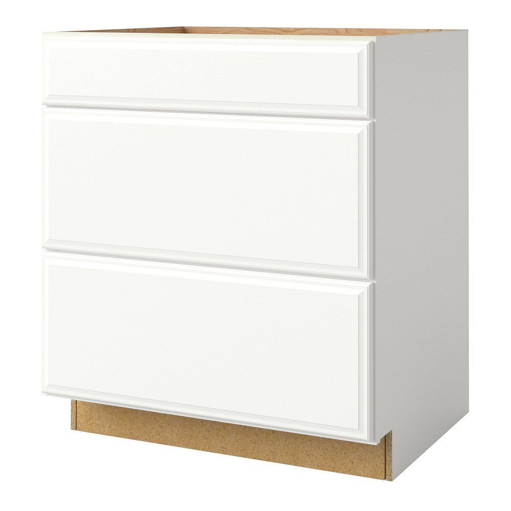 allen + roth Tilson 30-in W x 34.5-in H x 24-in D Linen 3-Drawer Base Fully Assembled Cabinet (Raised Panel Style)