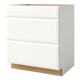 allen + roth Tilson 30-in W x 34.5-in H x 24-in D Linen 3-Drawer Base Fully Assembled Cabinet (Raised Panel Style)
