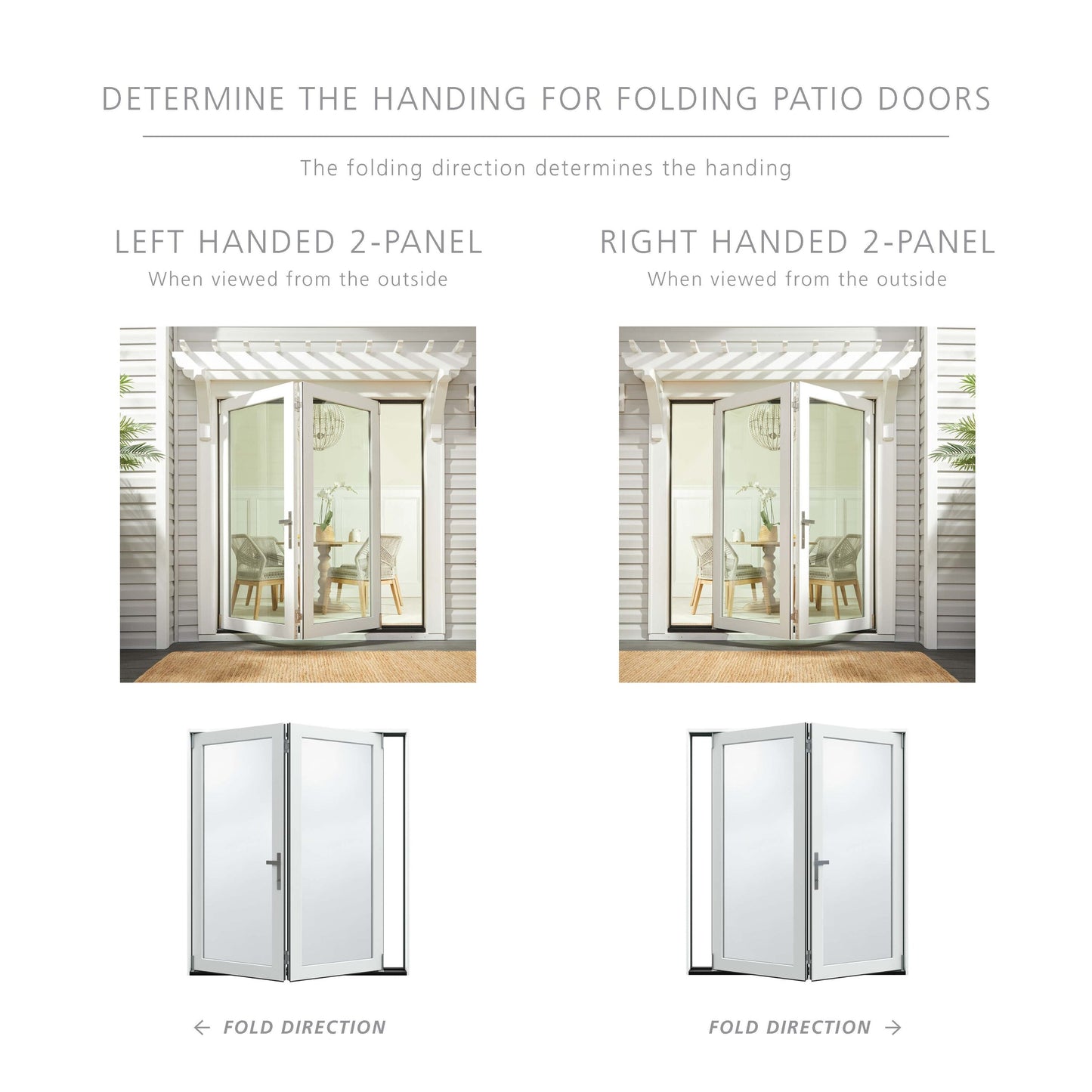 JELD-WEN 72-in x 80-in Fiberglass Folding, Left-hand folding – feature callout