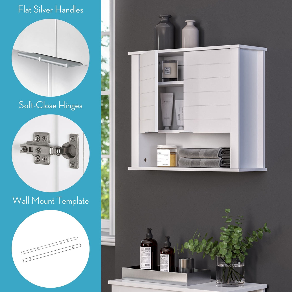 RiverRidge Madison 22.88-in x 19.88-in x 7.88-in White Bathroom Wall Cabinet