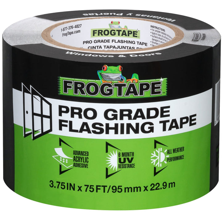 FrogTape Pro Grade Flashing Tape for Windows & Doors, 3.75-in x 75-ft, Black Acrylic