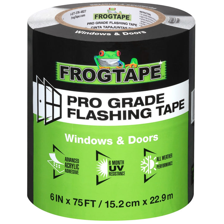 FrogTape Pro Grade Flashing Tape for Windows & Doors, 6-in x 75-ft, Black Acrylic