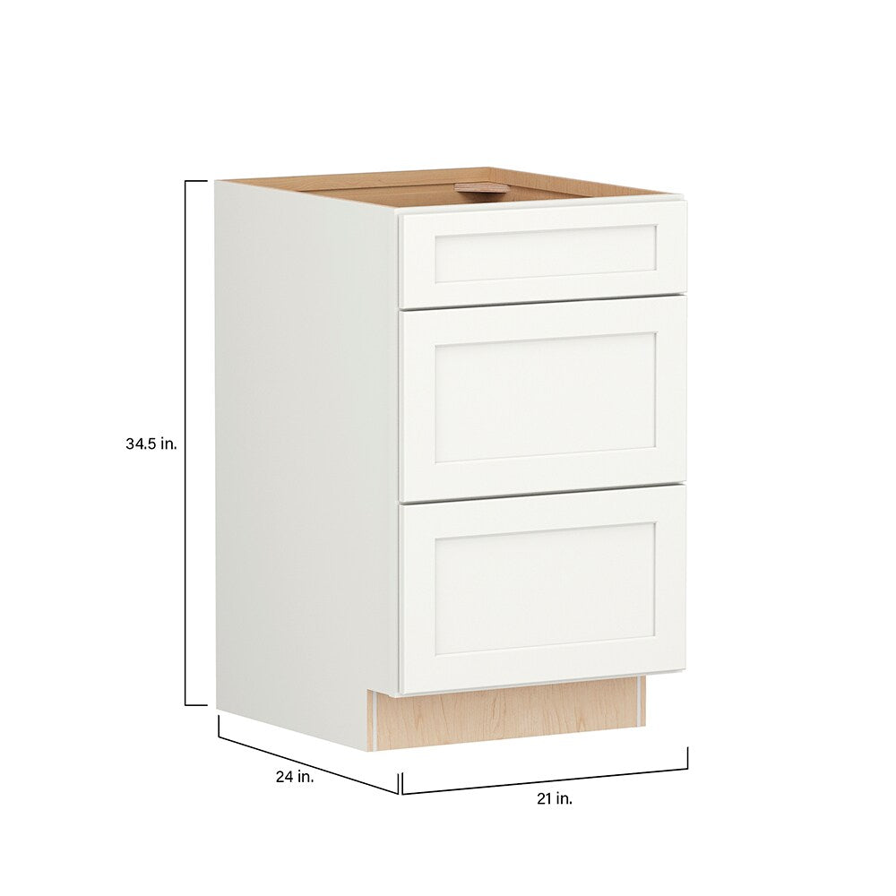 Shenandoah PRO Express Breckenridge 21-in W x 34.5-in H x 24-in D Linen Full Overlay 3-Drawer Base Fully Assembled Plywood Cabinet