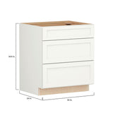 Shenandoah PRO Express Breckenridge 30-in W x 34.5-in H x 24-in D Linen Full Overlay Maple 3-Drawer Base Fully Assembled Plywood Cabinet (Recessed Panel Style)