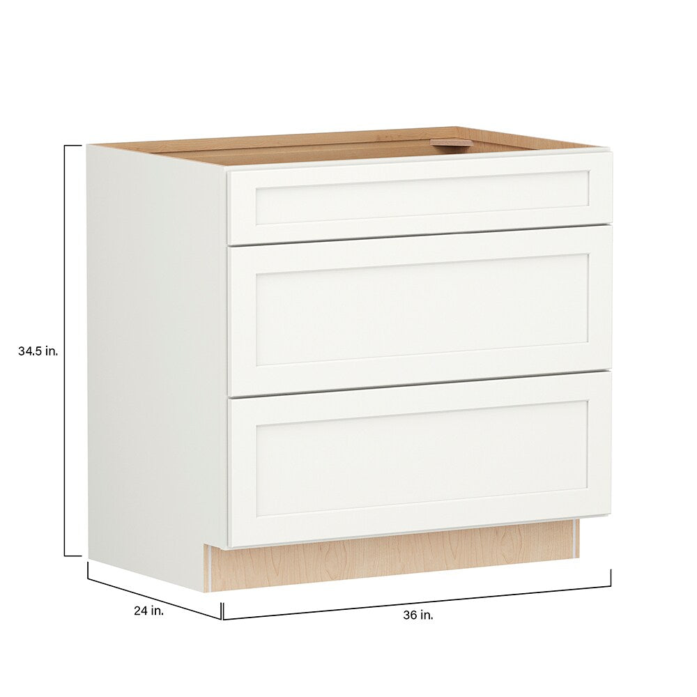 Shenandoah PRO Express Breckenridge 36-in W x 34.5-in H x 24-in D Linen Full Overlay 3-Drawer Base Fully Assembled Plywood Cabinet