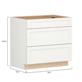 Shenandoah PRO Express Breckenridge 36-in W x 34.5-in H x 24-in D Linen Full Overlay 3-Drawer Base Fully Assembled Plywood Cabinet