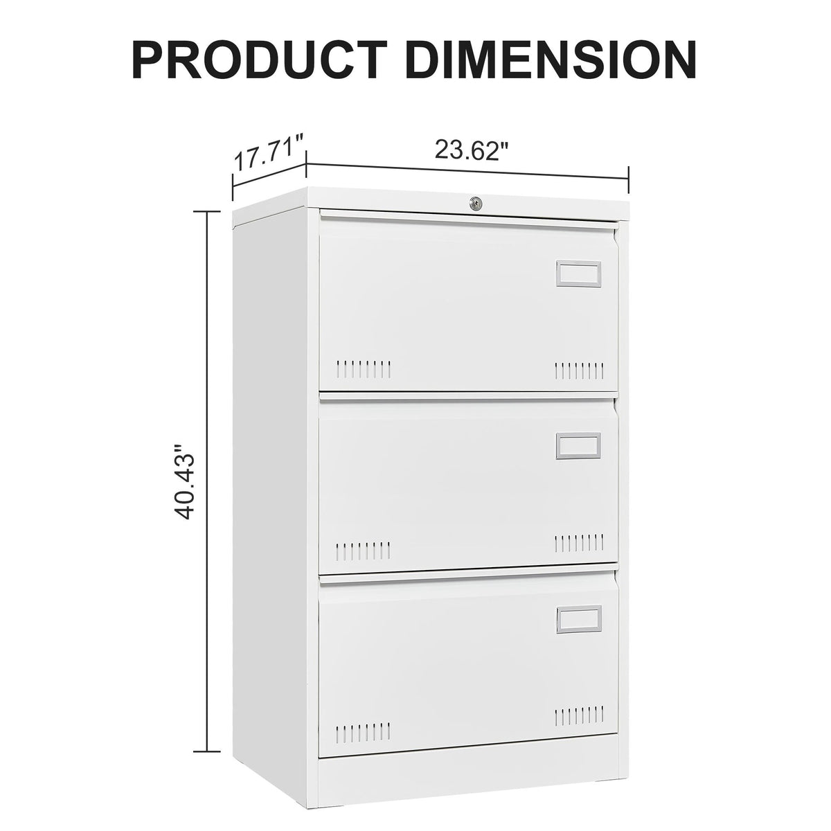 Mondawe White 3-Drawer 23.62-in File Cabinet