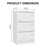 Mondawe White 3-Drawer 23.62-in File Cabinet