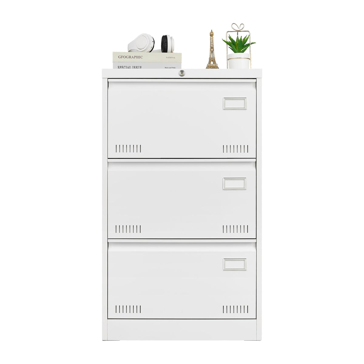 Mondawe White 3-Drawer 23.62-in File Cabinet
