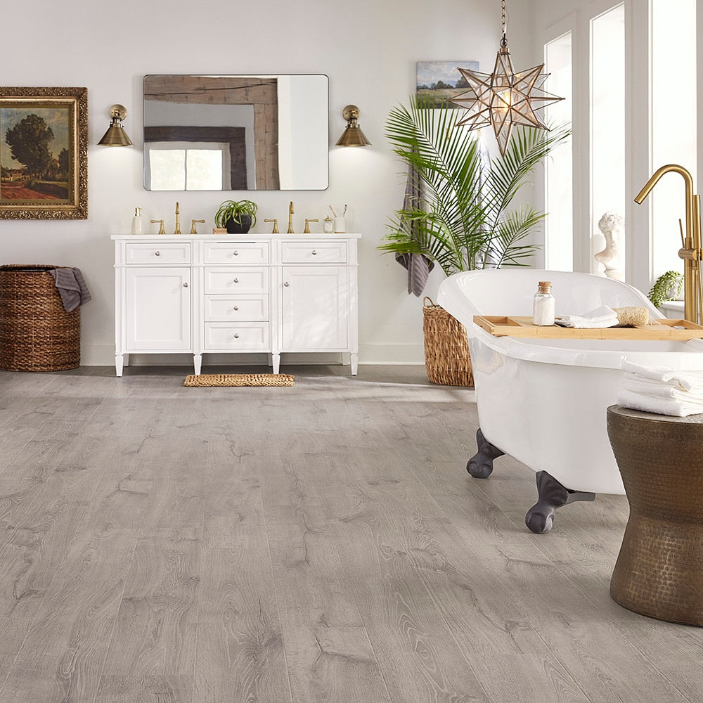Pergo EverCraft Falls Trail Oak Gray Waterproof Hybrid Flooring Sample
