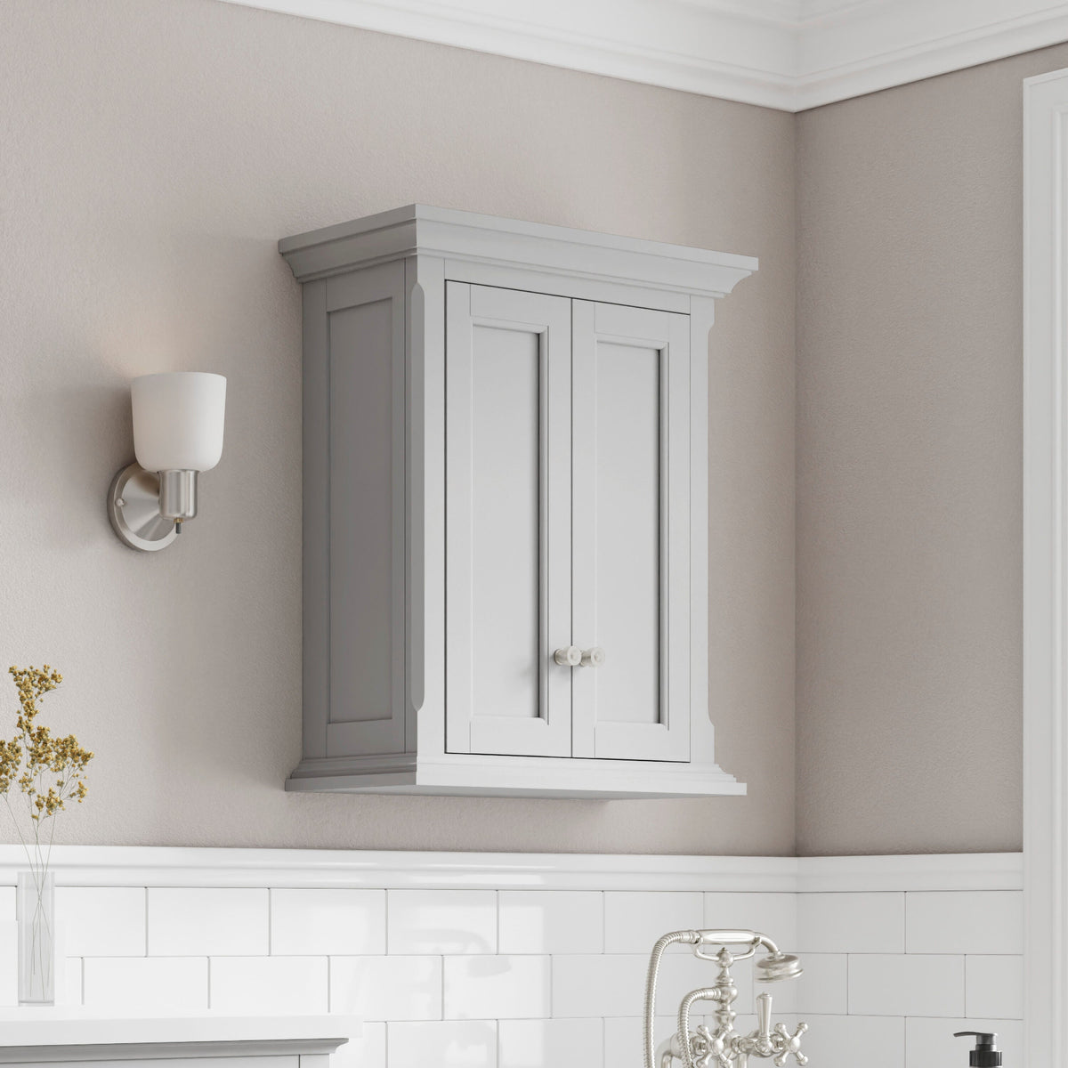 allen + roth 24-in x 28-in x 10-in Light Gray Bathroom Wall Cabinet