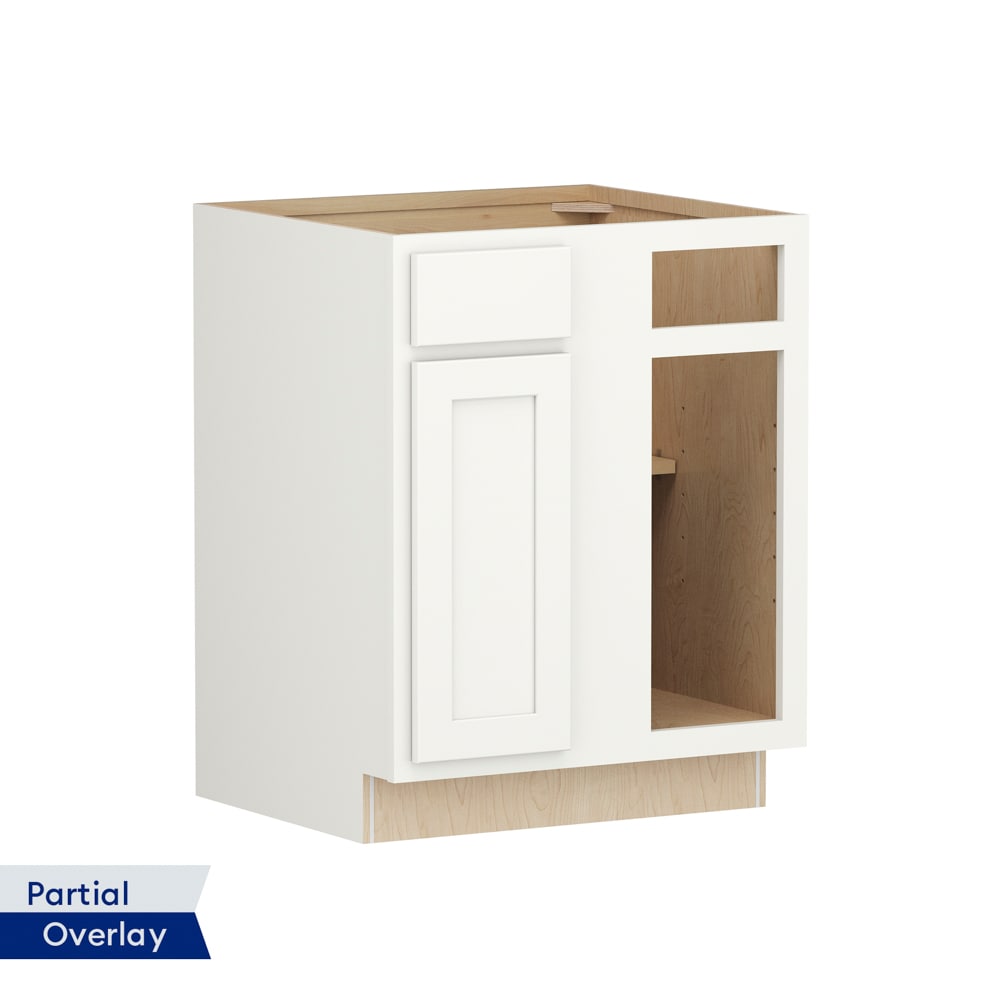 Shenandoah PRO Express Breckenridge 27-in W x 34.5-in H x 24-in D Linen Partial Overlay Blind 1-Drawer Corner Base Fully Assembled Plywood Cabinet (Recessed Panel Shaker Style)