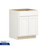 Shenandoah PRO Express Breckenridge 27-in W x 34.5-in H x 24-in D Linen Partial Overlay 1-Drawer Base Fully Assembled Plywood Cabinet (Recessed Panel Shaker Style)