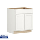 Shenandoah PRO Express Breckenridge 30-in W x 34.5-in H x 24-in D Linen Partial Overlay 1-Drawer Base Fully Assembled Plywood Cabinet (Recessed Panel Shaker Style)