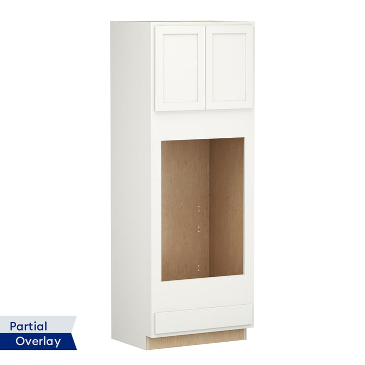 Shenandoah PRO Express Breckenridge 33-in W x 90-in H x 24-in D Linen Partial Overlay 1-Drawer Double Oven Base Fully Assembled Plywood Cabinet (Recessed Panel Shaker Style)