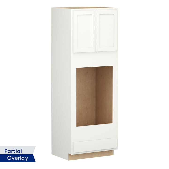 Shenandoah PRO Express Breckenridge 33-in W x 84-in H x 24-in D Linen Partial Overlay 1-Drawer Double Oven Base Fully Assembled Plywood Cabinet (Recessed Panel Shaker Style)