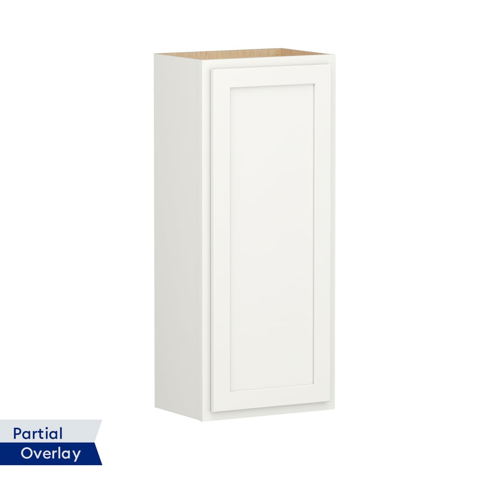 Shenandoah PRO Express Breckenridge 18-in W x 42.125-in H x 12-in D Linen Partial Overlay Maple Wall Fully Assembled Plywood Cabinet (Recessed Panel Shaker Door Style)