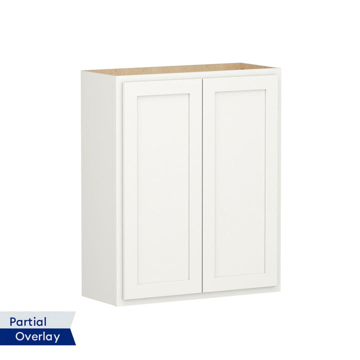 Shenandoah PRO Express Breckenridge 30-in W x 36.125-in H x 12-in D Linen Partial Overlay Wall Fully Assembled Plywood Cabinet (Recessed Panel Shaker Door Style)