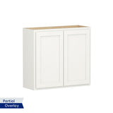 Shenandoah PRO Express Breckenridge 33-in W x 30.125-in H x 12-in D Linen Partial Overlay Maple Wall Fully Assembled Plywood Cabinet (Recessed Panel Shaker Door Style)